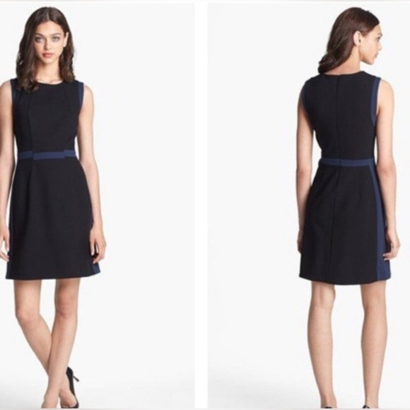 Diane Von Furstenberg Shanna Black/Blue Sheath Dress Office Career Classic, 8 - Picture 6 of 6